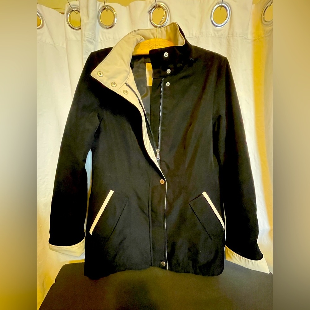 NAUTICA Black & tan Spring Jacket Weathergear No Hood Sz S GUC